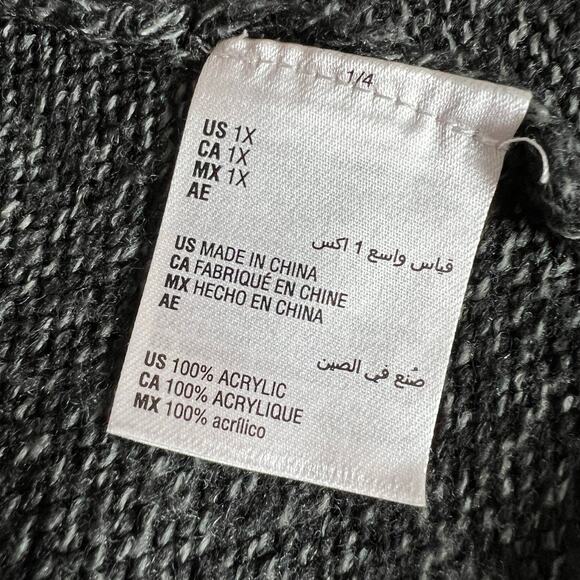 Karen Scott Womens Cardigan Sweater Open Front Loose Knit Long Black 1X - Picture 7 of 8